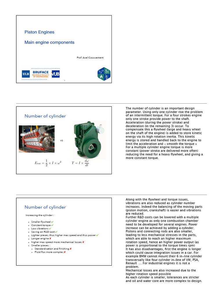 2 Main Engine Components Handouts | PDF | Piston | Diesel Engine