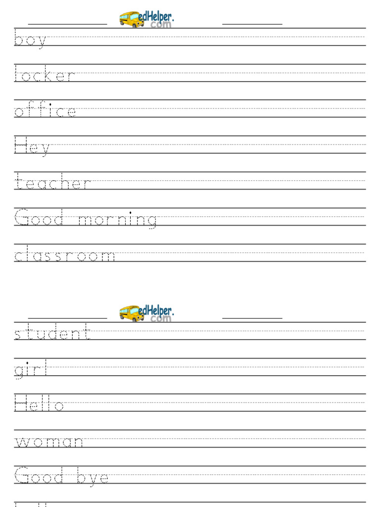 Vista Hello and Goodbye Handwriting Practice | PDF