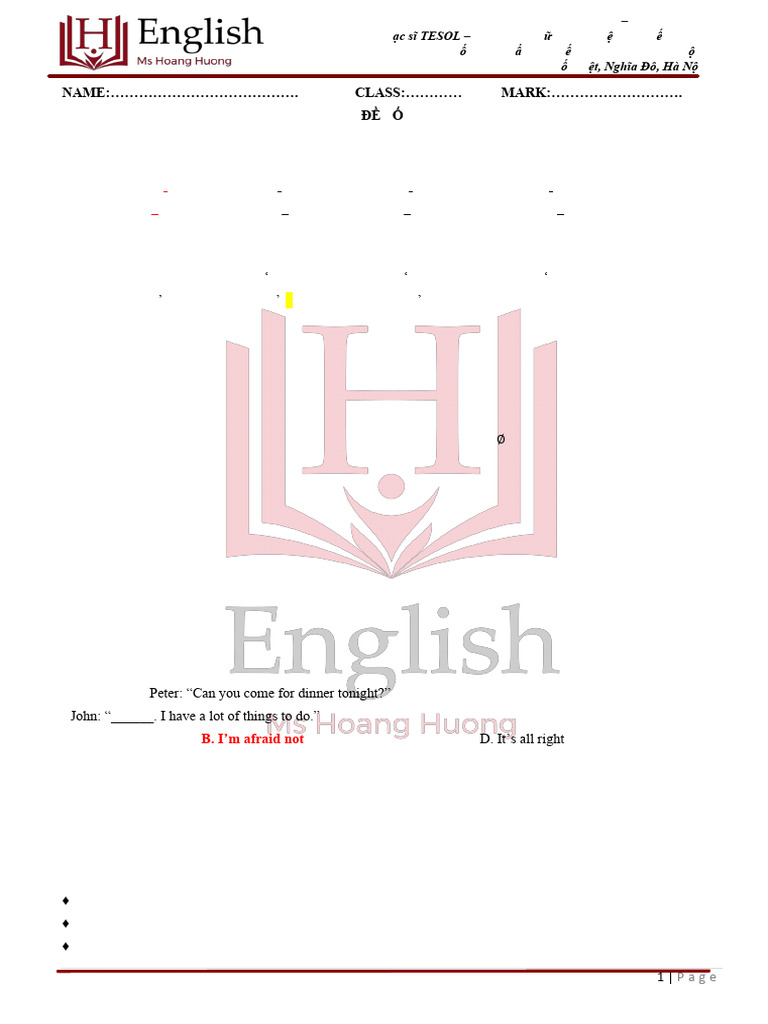 Practice Test 50 | PDF
