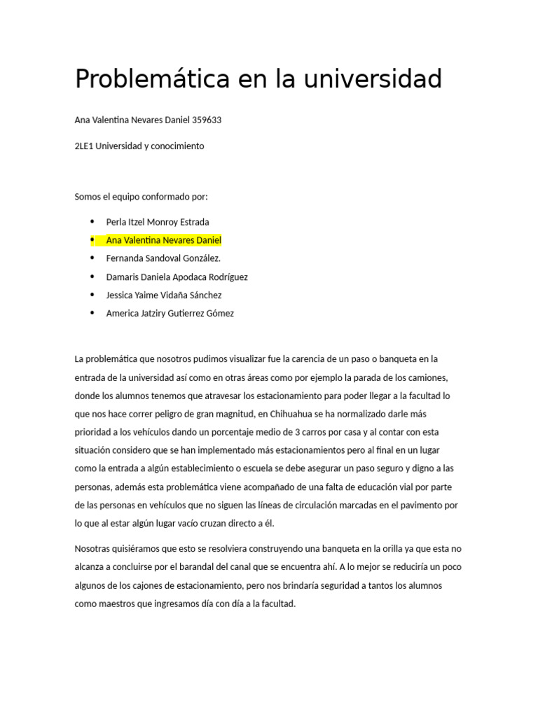 Problematica Ana Valentina Nevares Daniel 2LE1 | PDF