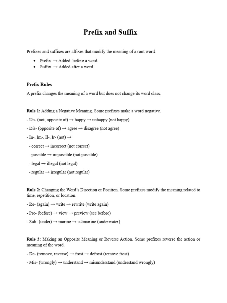 Prefix and Suffix | PDF | Linguistics | Linguistic Morphology