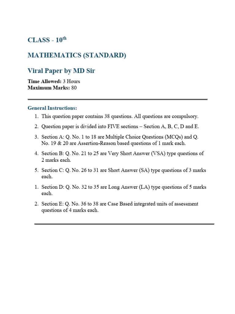 4th Sample Paper by MD SIR | PDF | Circle | Zero Of A Function