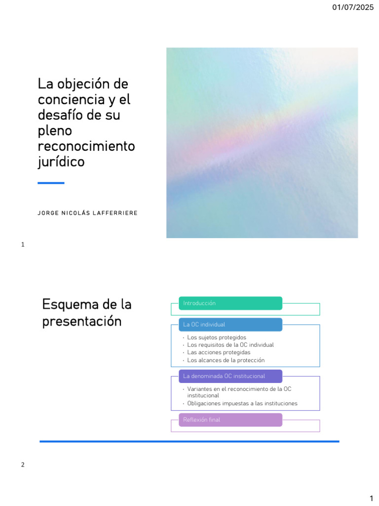Lafferriere - Objeción de Conciencia - Esquema | PDF | Objetor de ...