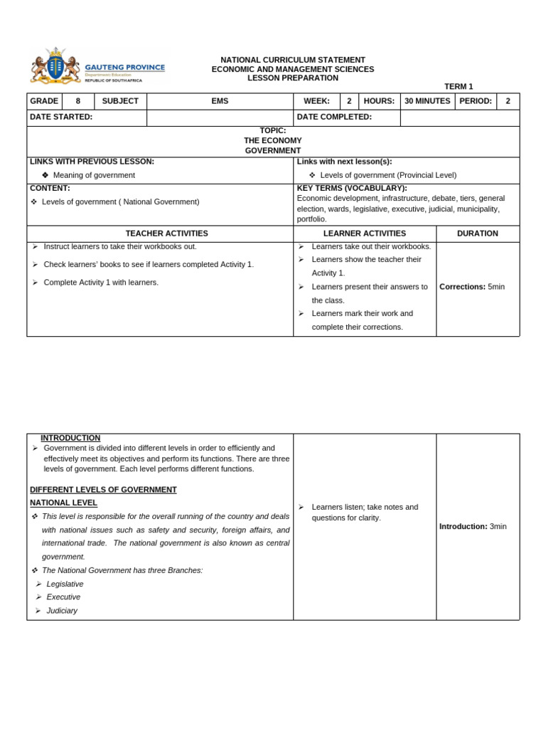 Week 2 Lesson Plan 2 | PDF | Learning | Teaching