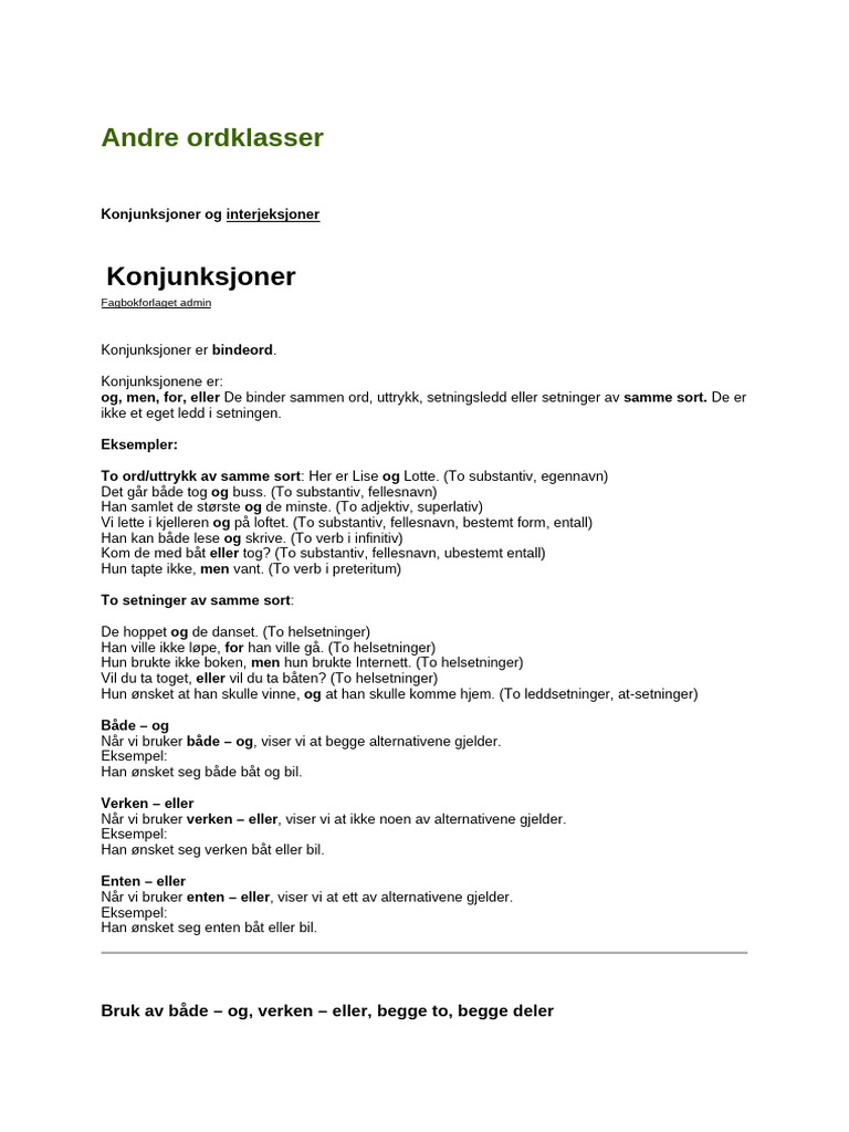 Andre Ordklasser | PDF