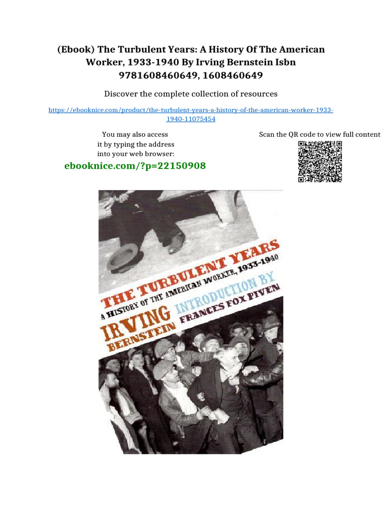 (Ebook) The Turbulent Years: A History of the American Worker, 1933 ...