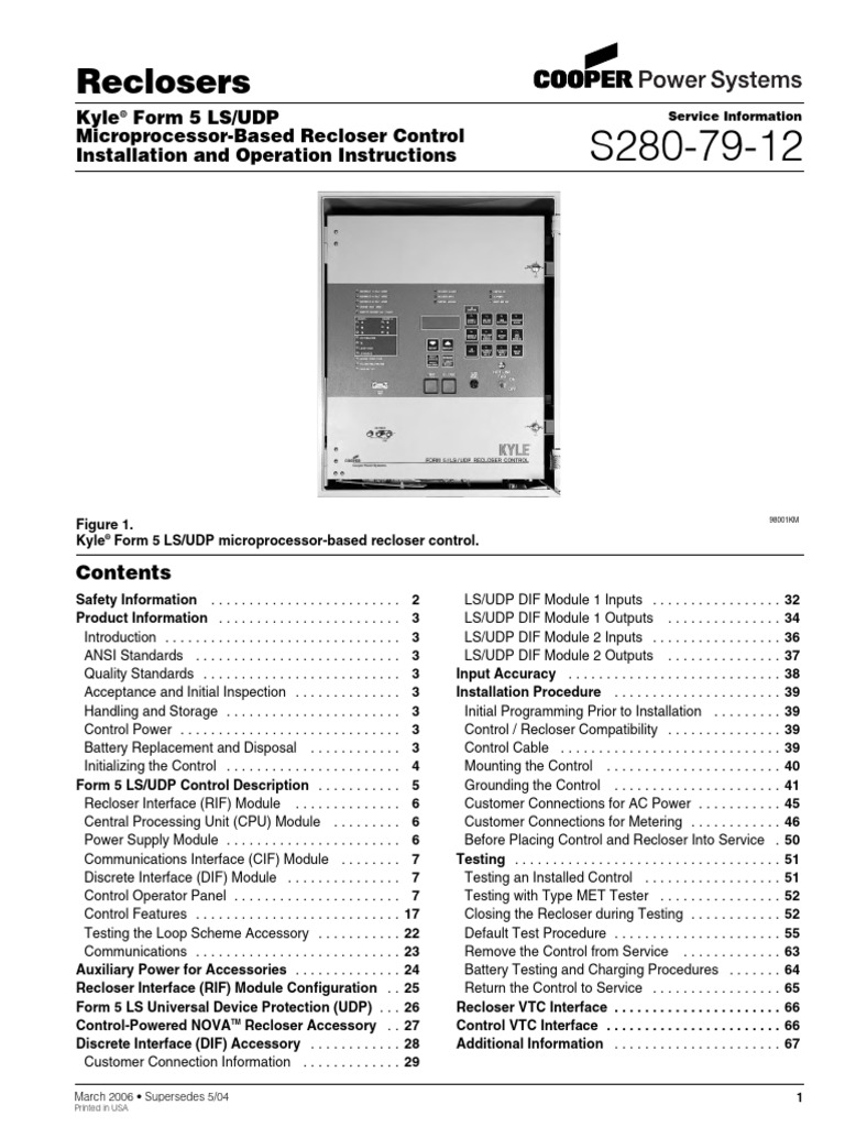 Reclosers: Kyle Form 5 LS/UDP Microprocessor-Based Recloser Control ...