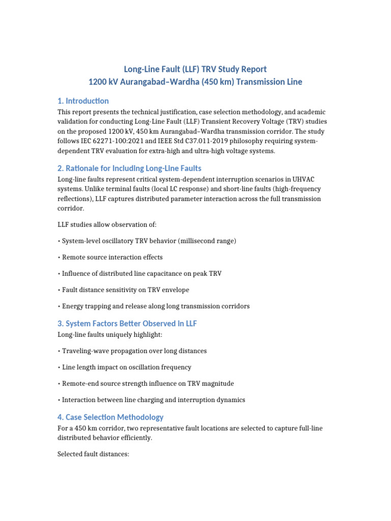 Long Line Fault TRV Study Report | PDF | Electric Power Transmission ...