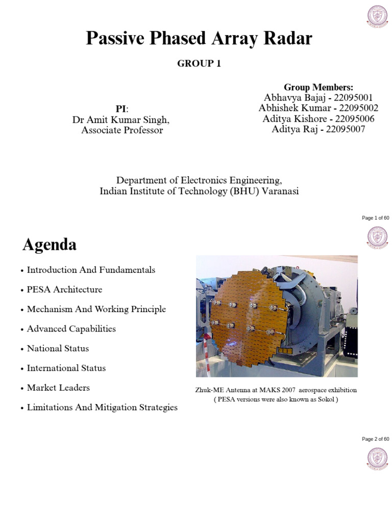 Passive Phased Array Radar (PESA) | PDF | Radar | Antenna (Radio)