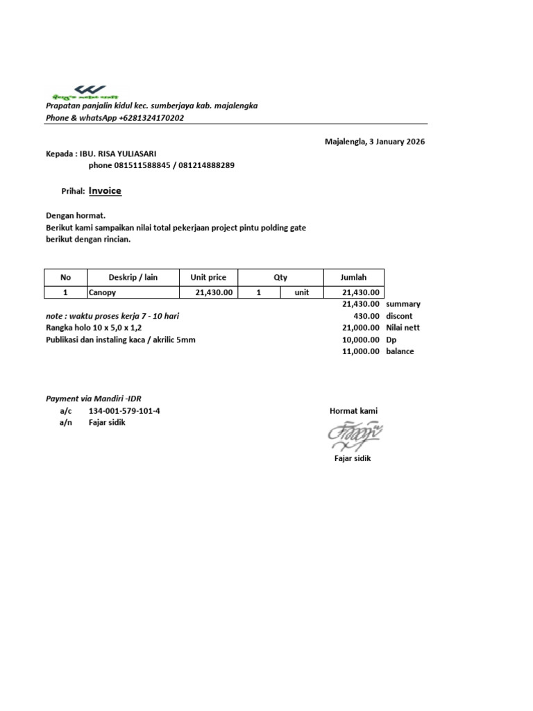 Invoice Canopy Mix | PDF