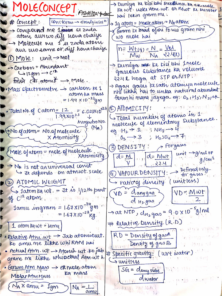 Physical Chemistry Complete Short Notes TNM Sir by Ashtika | PDF