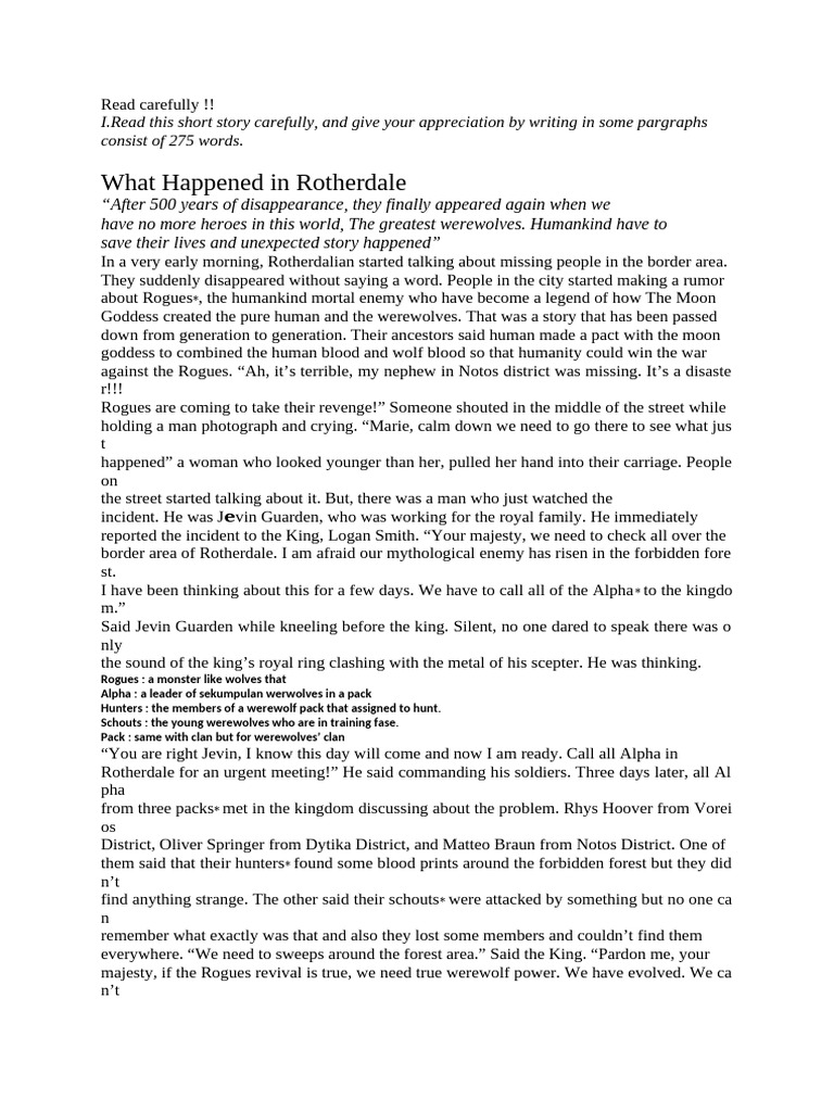 Example of Short Story Appreciation | PDF | Werewolves