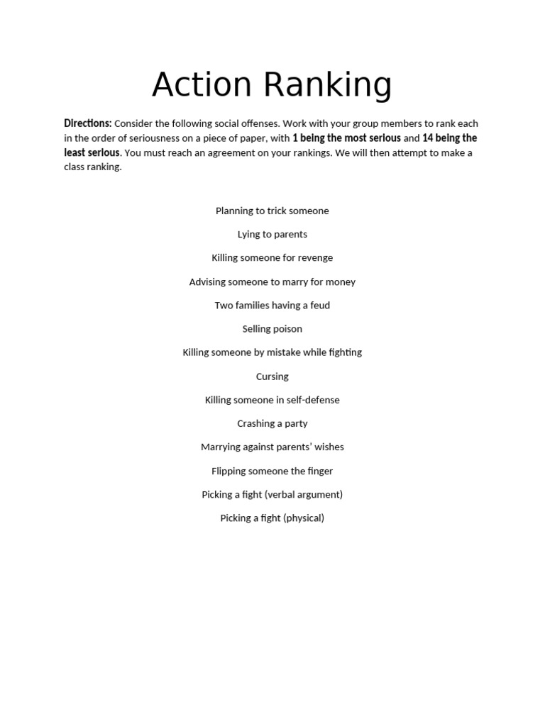 Action Ranking | PDF