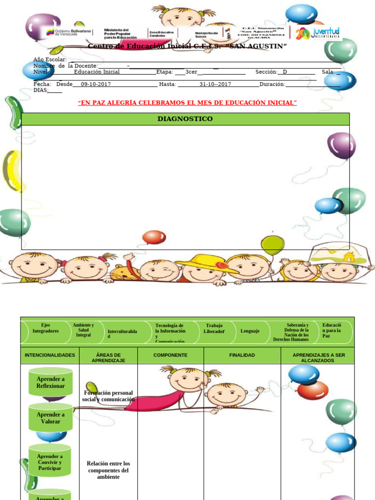 PLAN ESPECIAL MES DE EDUCACION INICIAL (1) | PDF | Educación de la ...