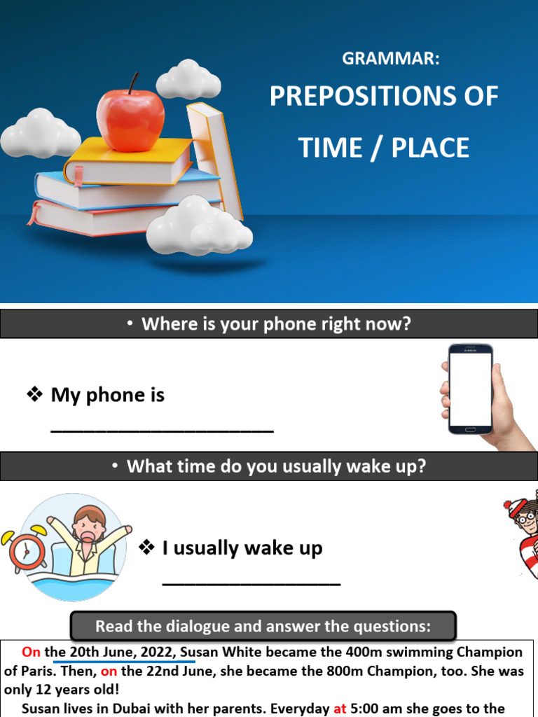 Grammar Prepositions of Time and Place Ed | PDF | Meal | Linguistic ...