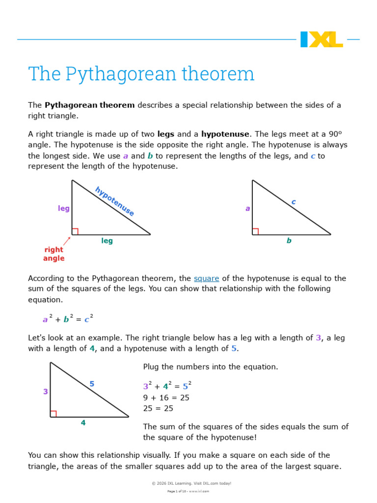 IXL-The Pythagorean Theorem (HD Version) | PDF | Elementary Geometry ...