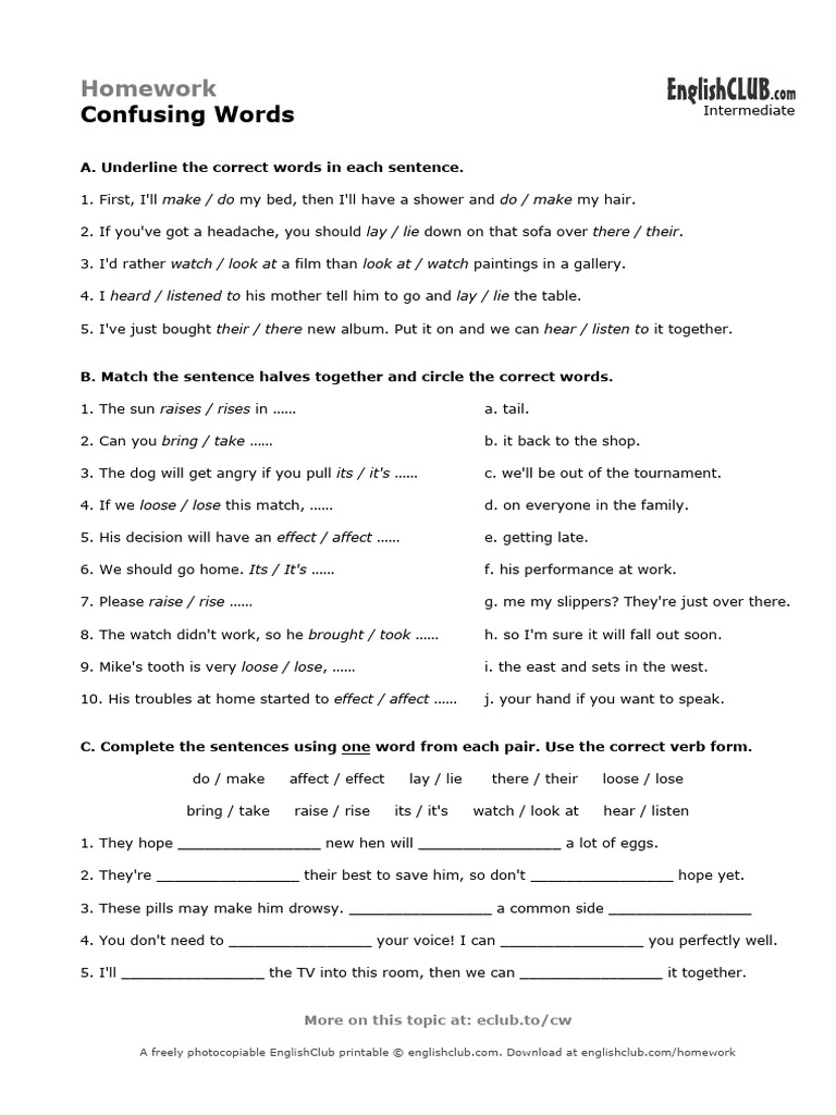 Homework Confusing Words | PDF | Chess Theory | Chess