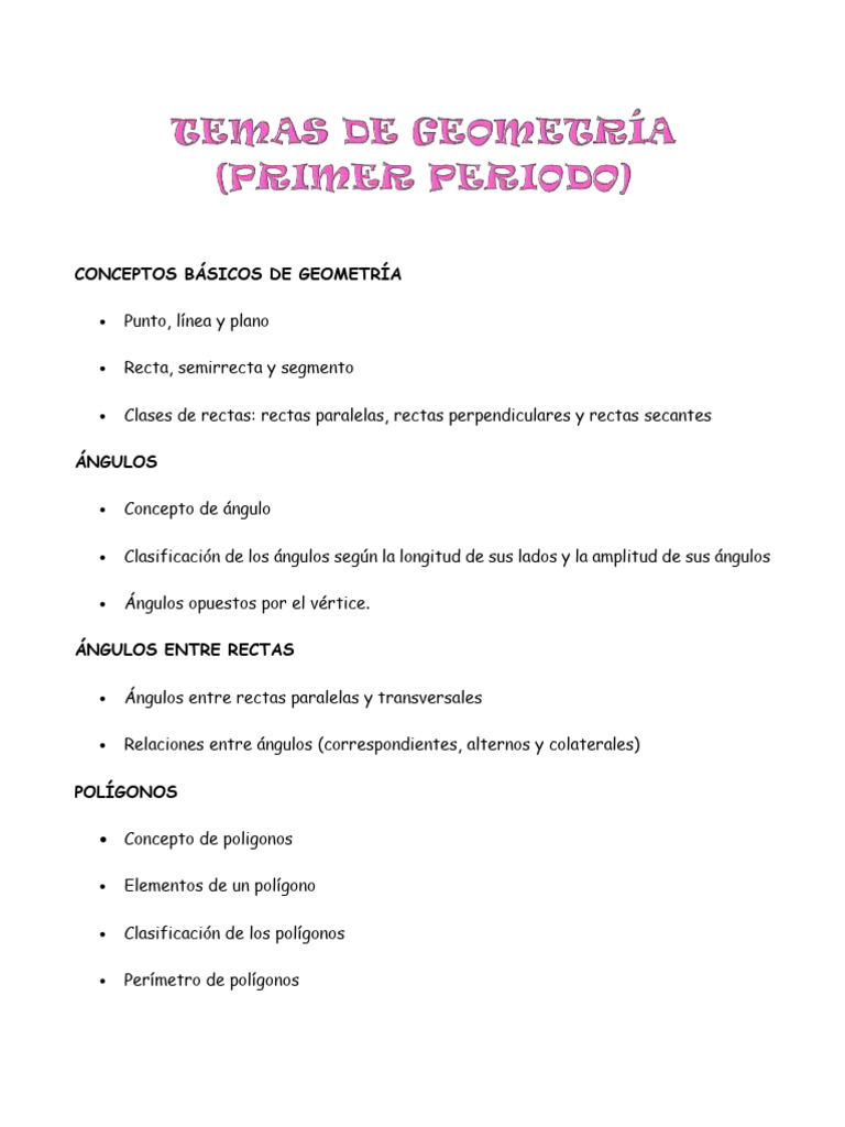 Conceptos Basicos de Geometria | PDF | Geometría | Ángulo