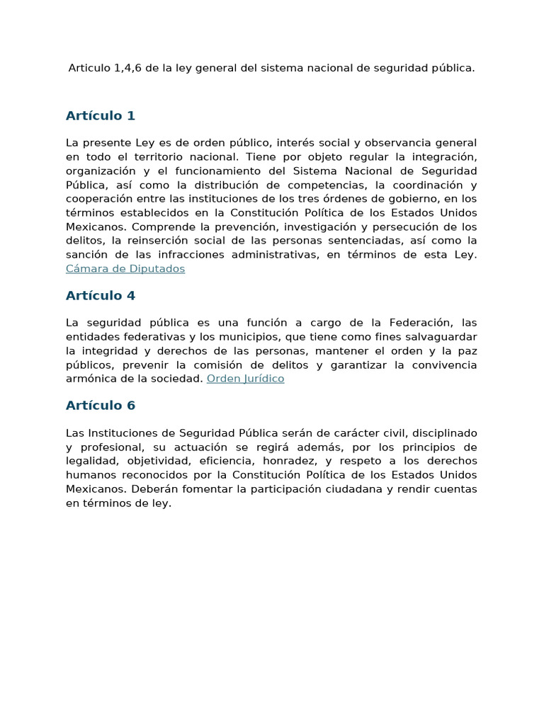 Artículo 1^J4^J6 de la ley general del sistema nacional de seguridad ...