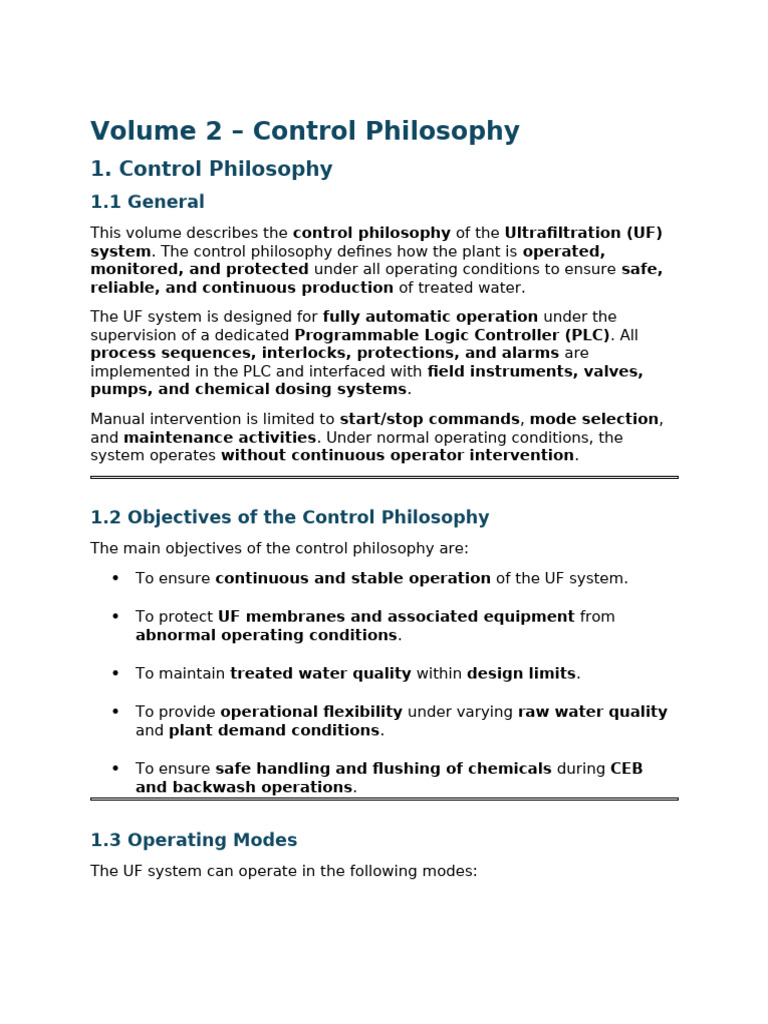 Volume 2 - Control Philosophy | PDF | Programmable Logic Controller ...