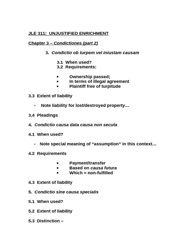 JLE 311 - Condictiones (Part 2) | PDF