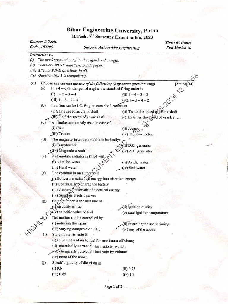 ME 7th Sem 2023 | PDF