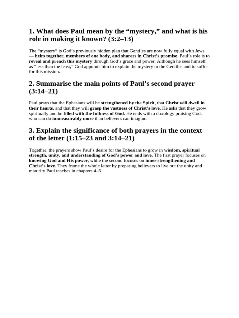 Main Themes of Ephesians Eb | PDF | God In Christianity | Paul The Apostle