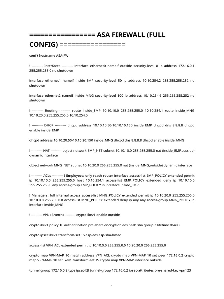 Asa Full Config | PDF