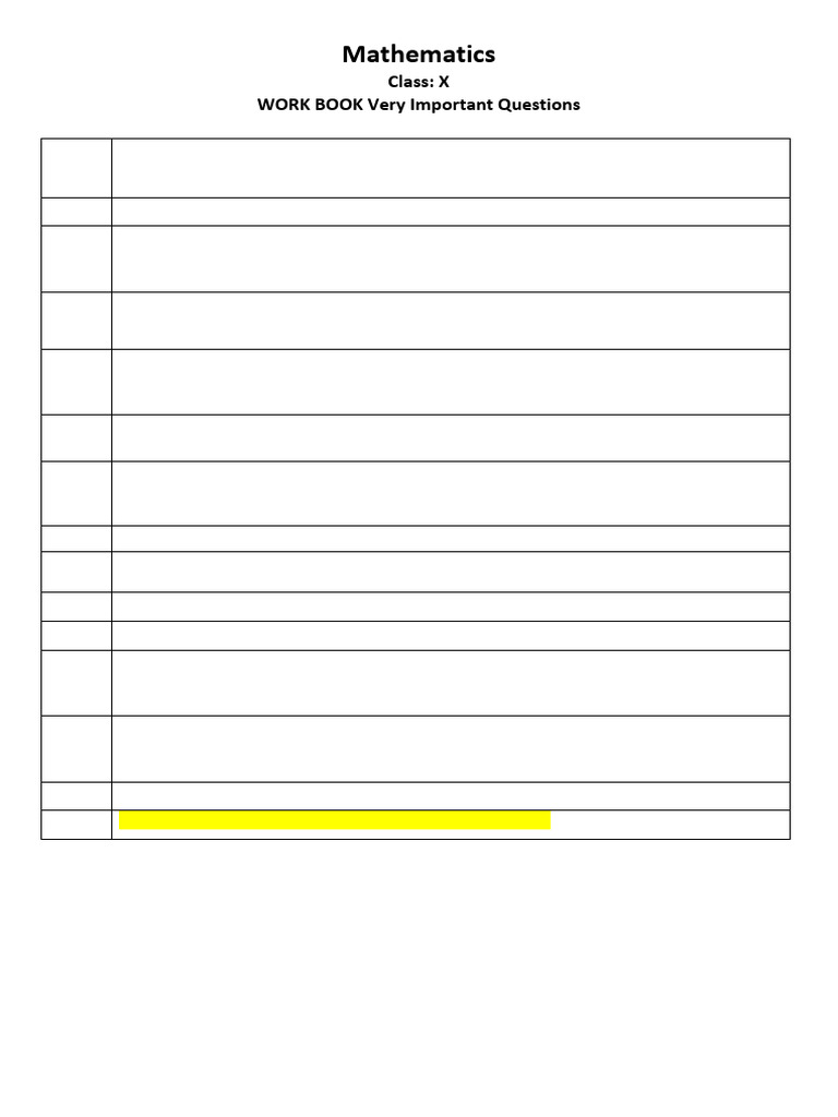10 Work Book Very Imp Questions-2023-24 | PDF
