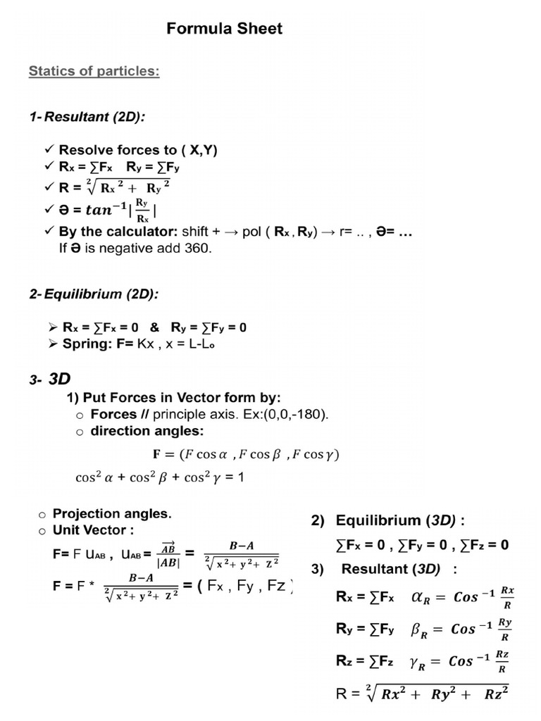 MNG Formula Sheet | PDF