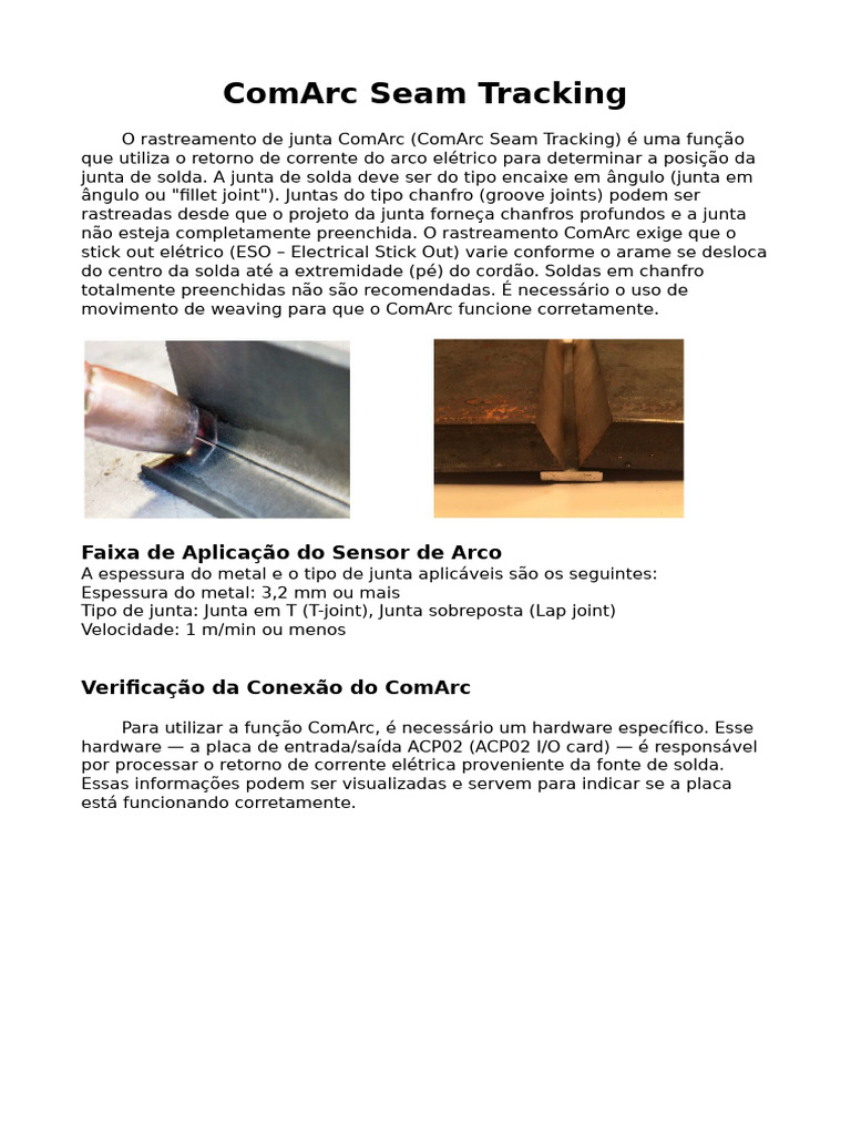 ComArc Seam Tracking | PDF | Entrada/Saída
