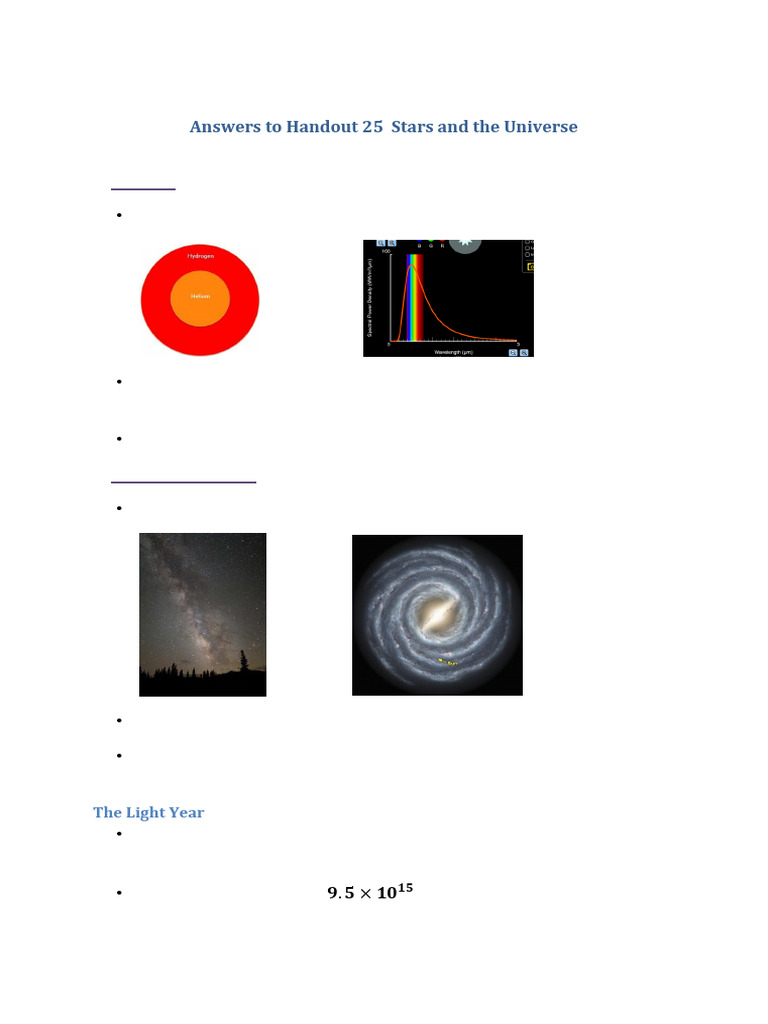 Answers of Handout 25 Stars and The Universe | PDF | Stars | Redshift