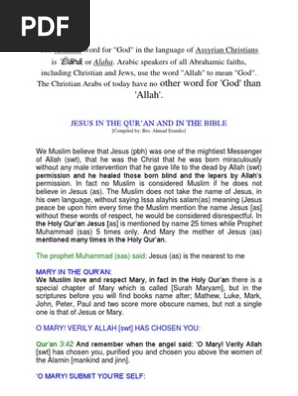 Jesus In The Qur An And In The Bible Pdf God In Islam Jesus In Islam