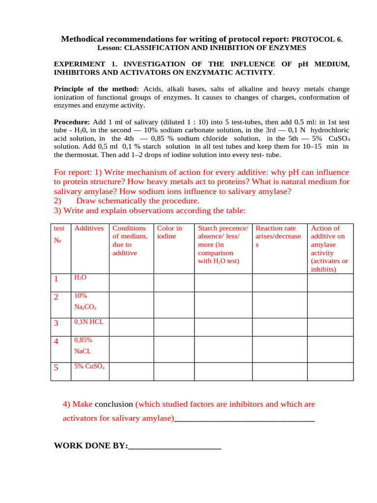 Methodical Recommendations For Writing of Protocol 6 Report | PDF