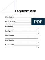 Request Off April 21-27