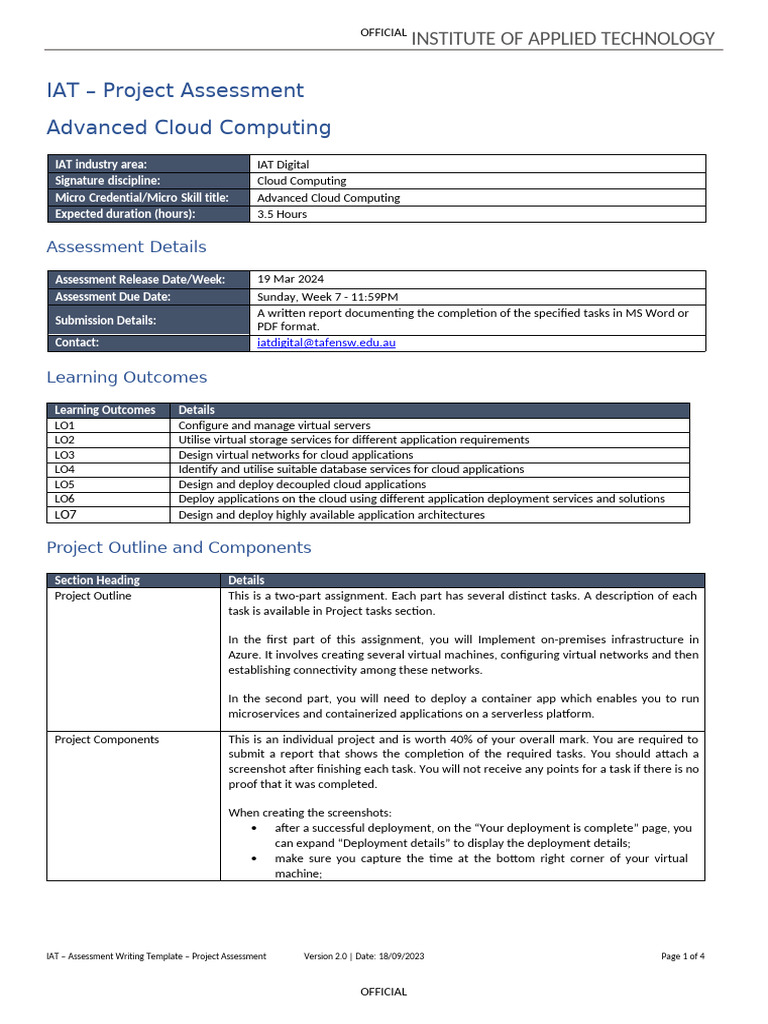 Advanced CC Project Assignment | PDF | Cloud Computing | Microsoft Azure