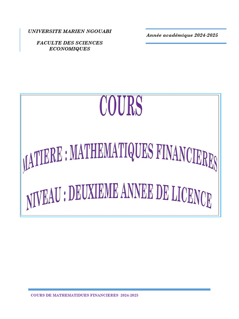 Cours Math Fine 2025 | PDF | Effet de commerce | Centre d'intérêt