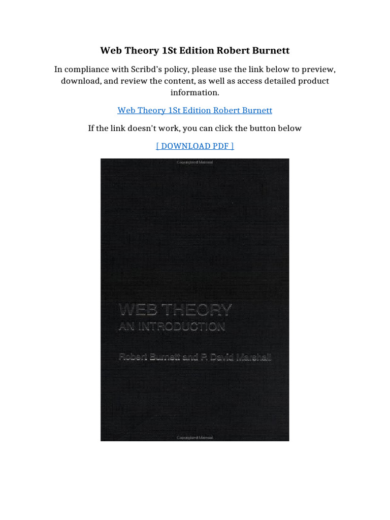 Web Theory 1st Edition Robert Burnett Ready To Read | PDF | Qr Code ...