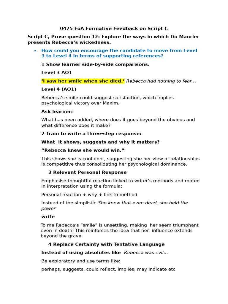 Formative Feedback On Script C | PDF | Essays | Ambiguity