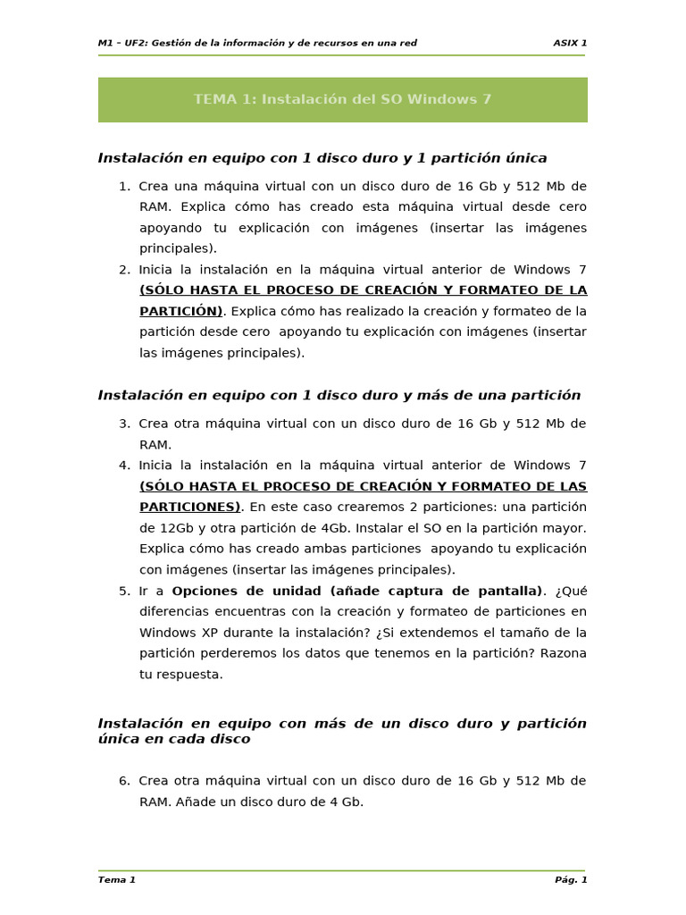 Apuntes Tema 1.Instalación So Windows 7 | PDF | Archivo de computadora ...