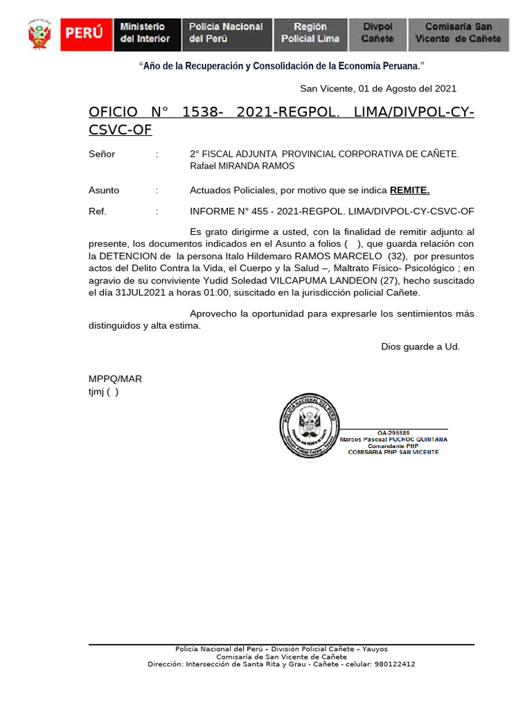 Oficio a Fiscal Directo | PDF