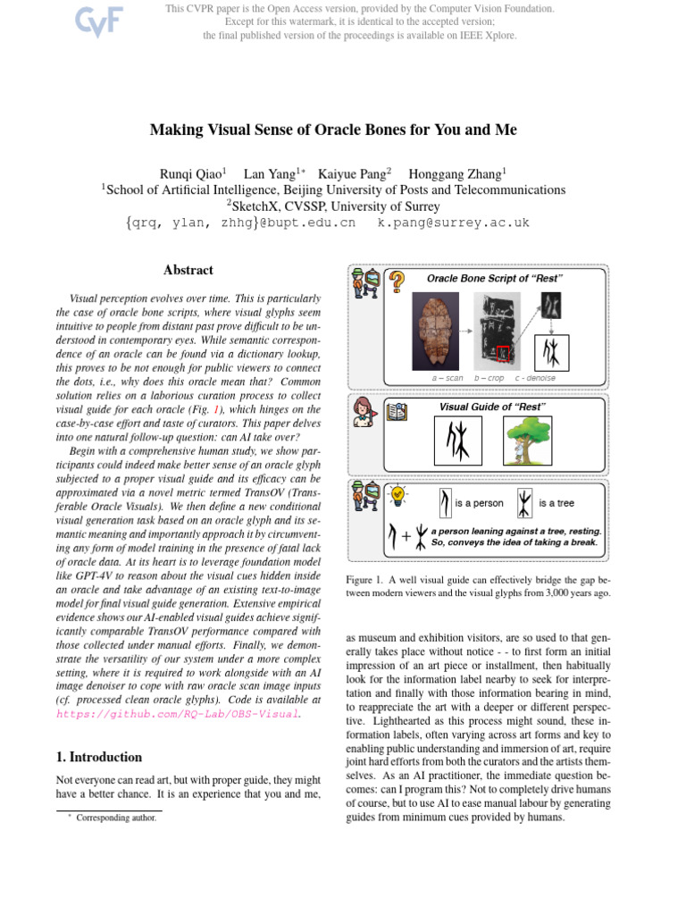 Qiao Making Visual Sense of Oracle Bones For You and Me CVPR 2024 Paper ...