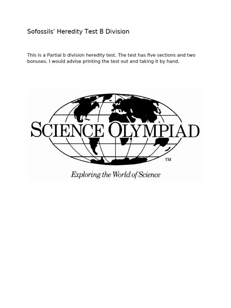 Sofossil's Heredity Test | PDF | Genotype | Dominance (Genetics)