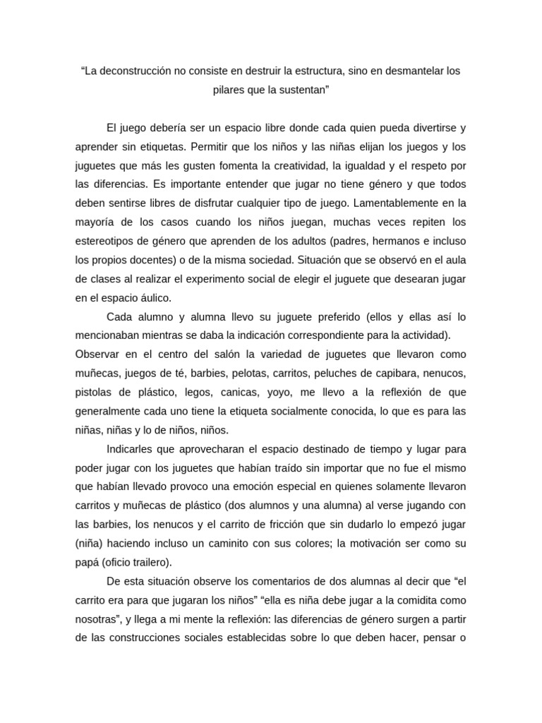 Foro 2. Deconstruyendo Estereotipos de Genero en Mi Aula | PDF ...