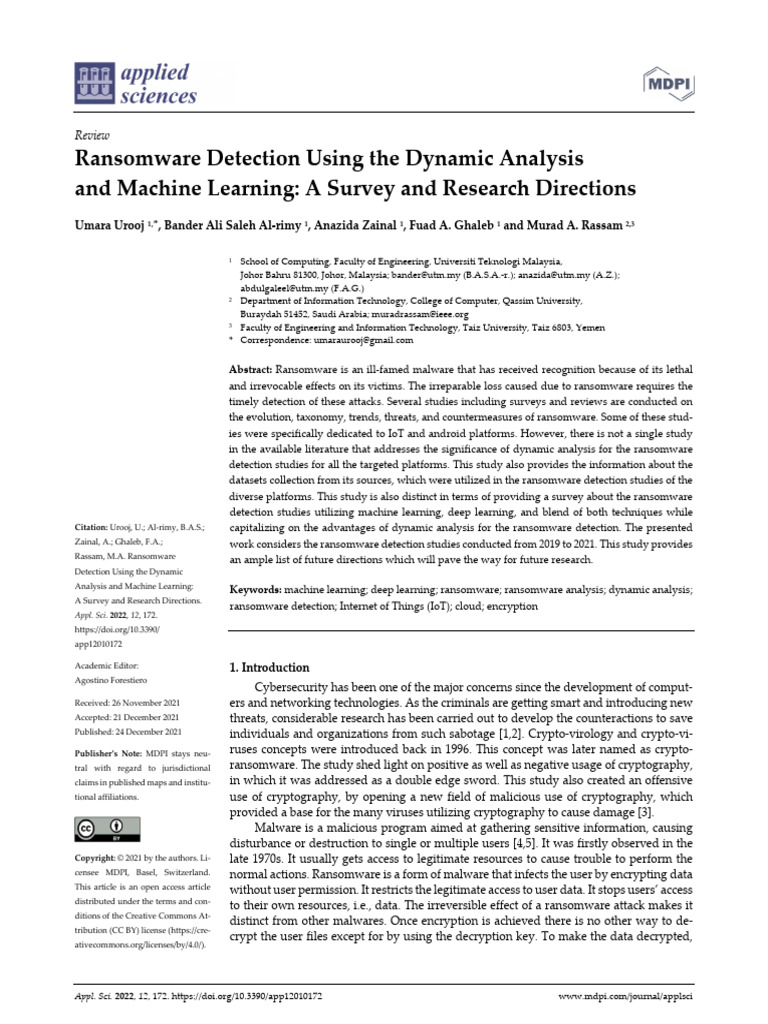 Ransomware Detection Using The Dynamic Analysis An-10 | PDF ...
