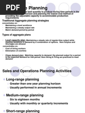 Aggregate Planning Mps Capacity Planning Pdf Strategic Management Inventory