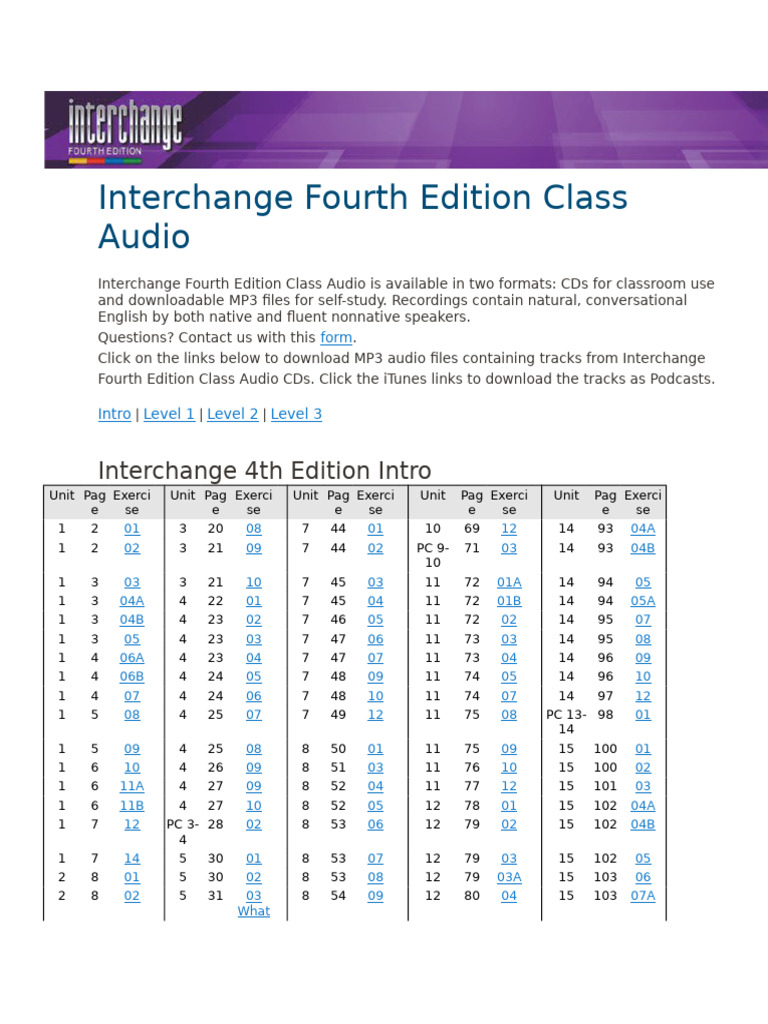 Interchange Fourth Edition Class Audio PDF Free | PDF