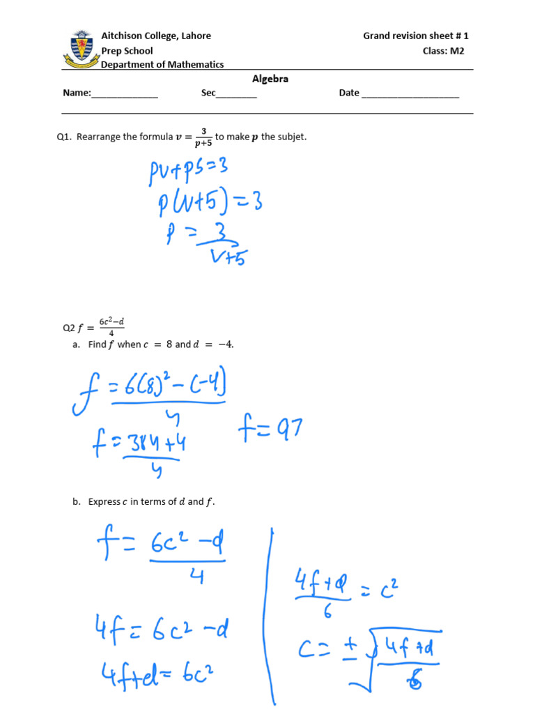 Grand Revisionsheet 1 (Algebra) MM | PDF | Discrete Mathematics ...