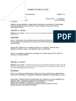 Modelo Matriz Planificación Diaria Cs - Naturales 5º