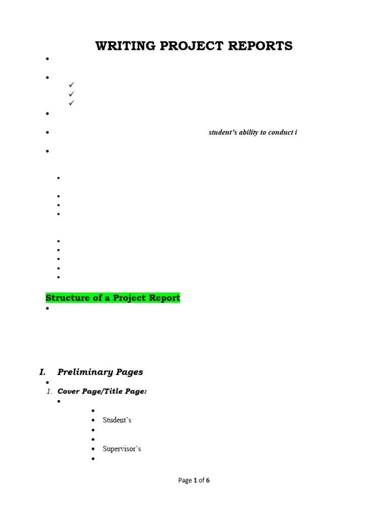1 - Writing Project Reports Notes | PDF
